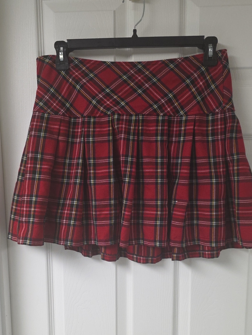 Royal Bones Red Plaid Pleated Skater Skirt